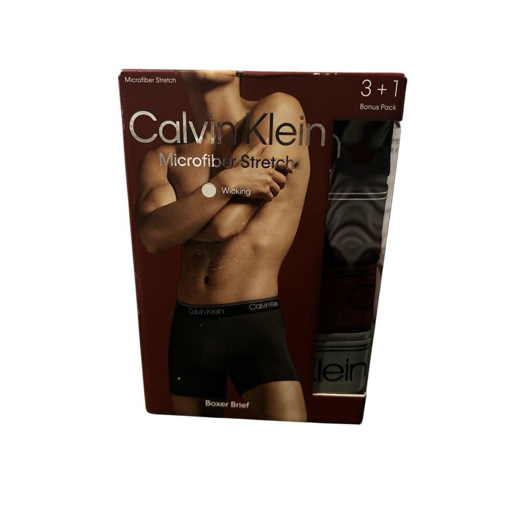 Calvin Klein Men’s Boxer Briefs Microfiber Stretch 3+1 Size Médium